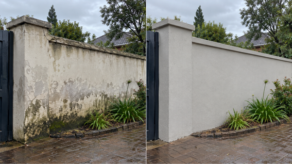 Damp and moisture damage in a room connected to a boundary wall