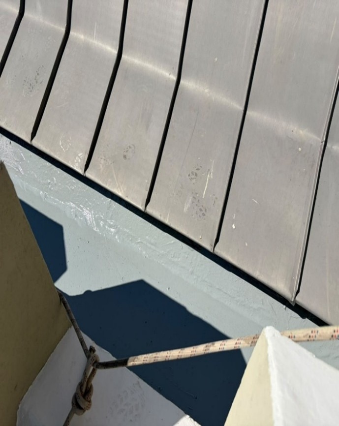 Finished polyurethane waterproofing system on a heritage building box gutter